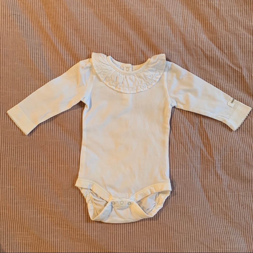 Eyelet Pan Collar Organic Cotton Onesie
